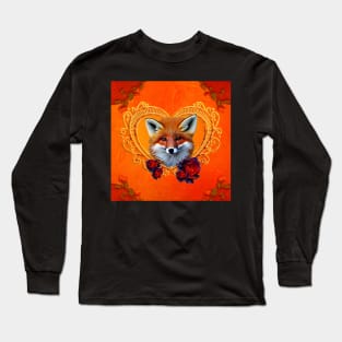 Wonderful head of a fox with heart Long Sleeve T-Shirt